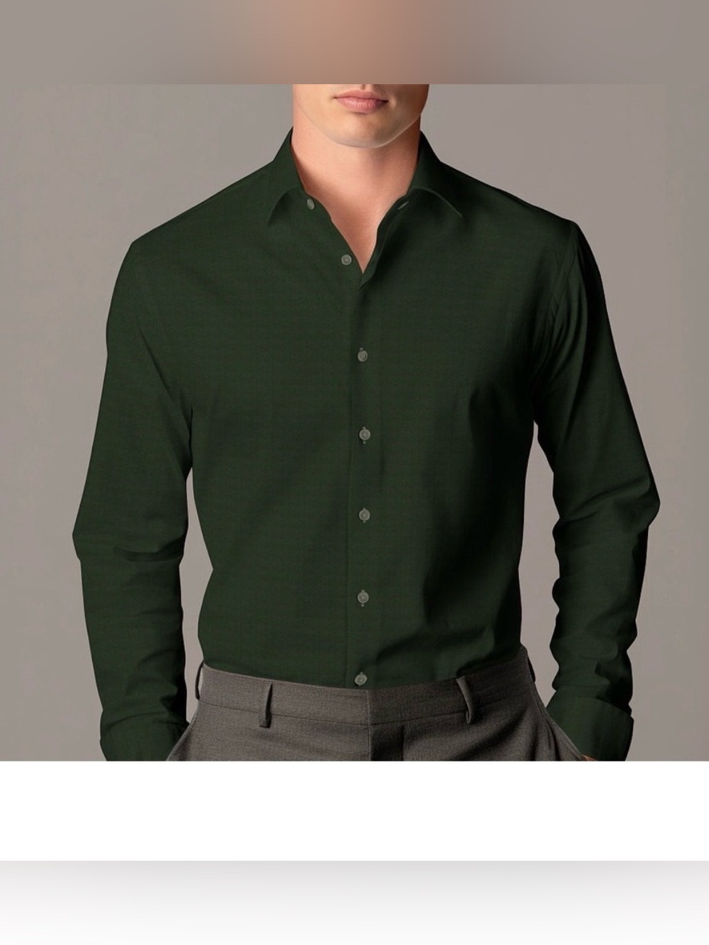 Long-Sleeve Forrest Green Button-Down Shirt. Green buttons. Banana Republic